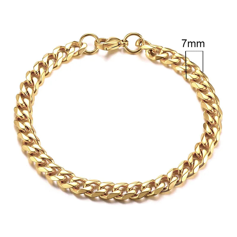 3-11mm Chain Bracelet for Men Stainless Steel - DOFIBA