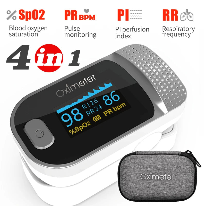 Finger Pulse Oximeter SPO2 PR PI RR Blood Oxygen Saturation Meter - DOFIBA