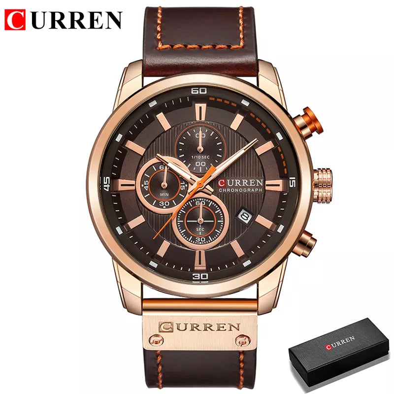 Watch Men Leather Sports Watches Men's Army Military Quartz - DOFIBA