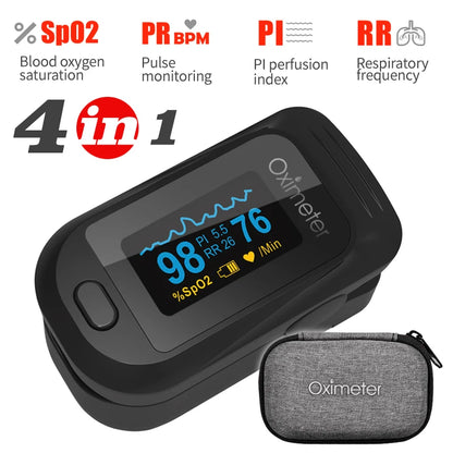 Finger Pulse Oximeter SPO2 PR PI RR Blood Oxygen Saturation Meter - DOFIBA