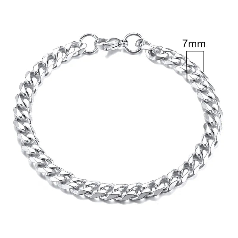 3-11mm Chain Bracelet for Men Stainless Steel - DOFIBA