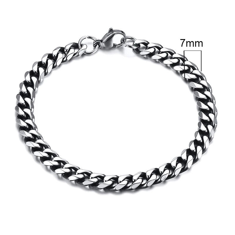 3-11mm Chain Bracelet for Men Stainless Steel - DOFIBA