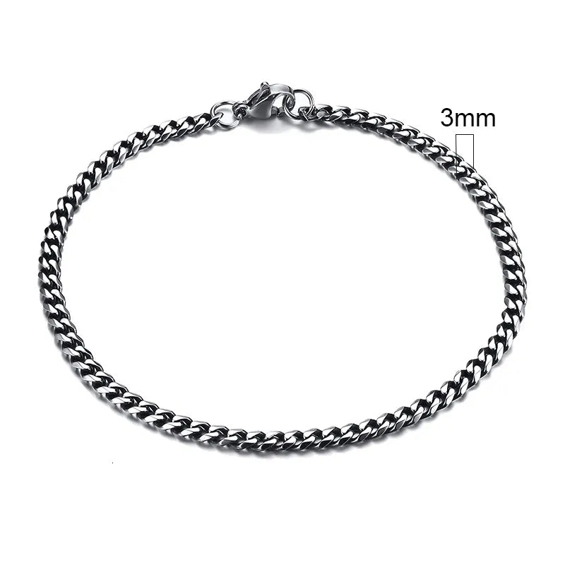 3-11mm Chain Bracelet for Men Stainless Steel - DOFIBA