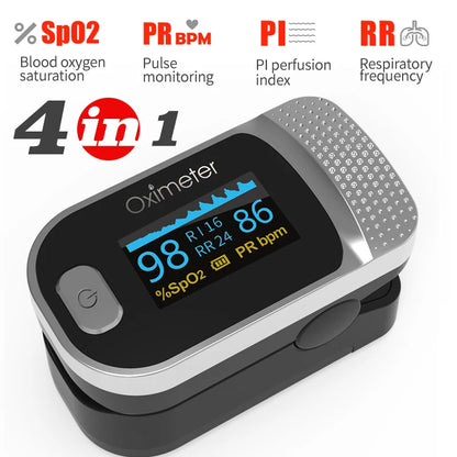 Finger Pulse Oximeter SPO2 PR PI RR Blood Oxygen Saturation Meter - DOFIBA