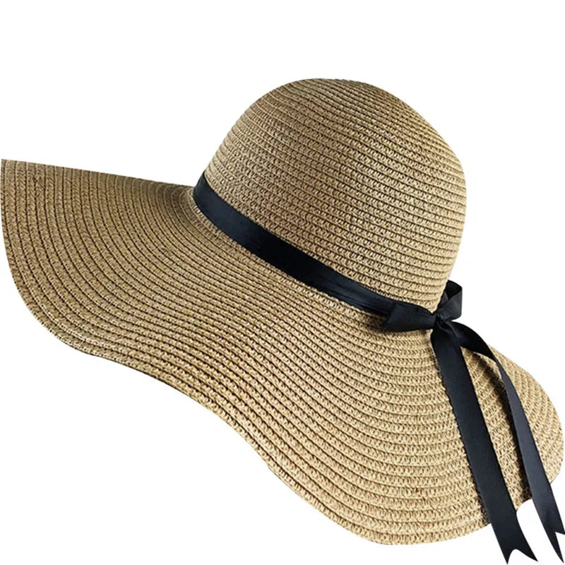 Wide Brim Floppy Straw Summer Hat - DOFIBA