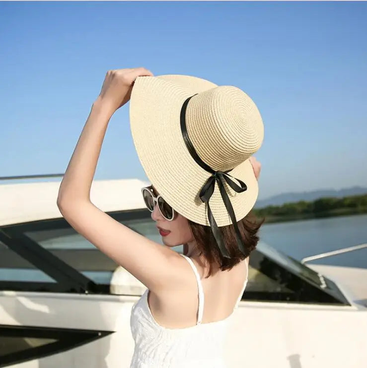 Wide Brim Floppy Straw Summer Hat - DOFIBA