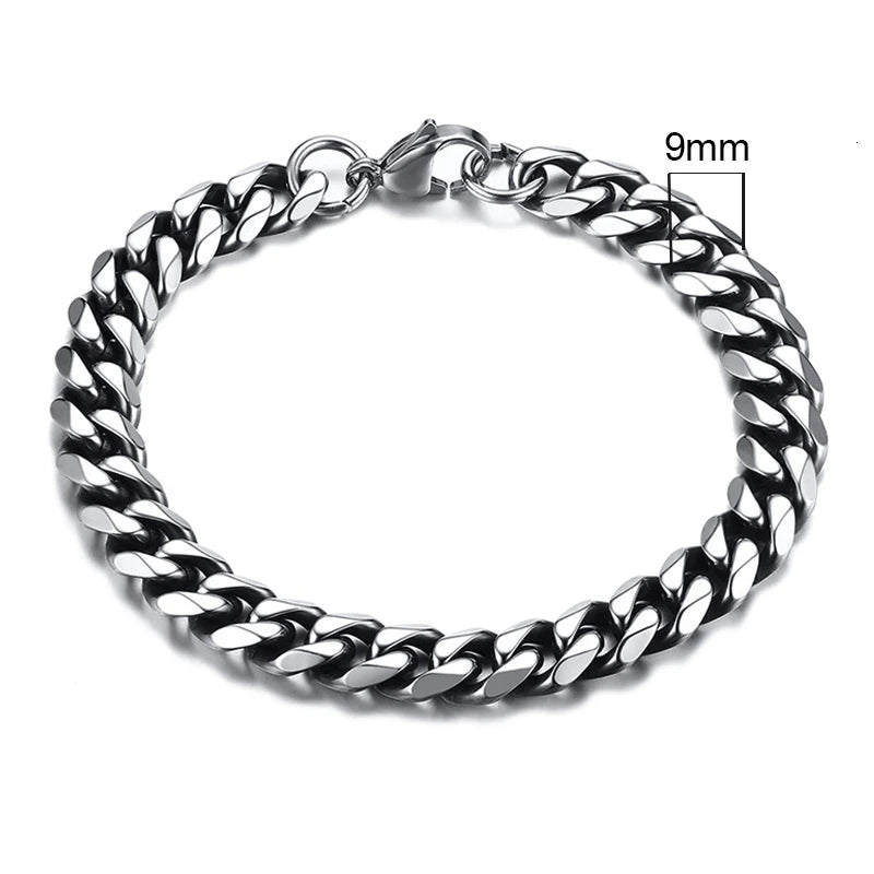 3-11mm Chain Bracelet for Men Stainless Steel - DOFIBA