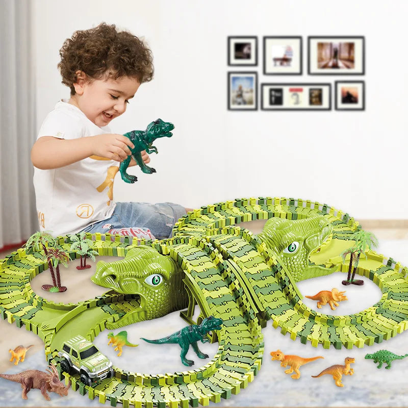 DIY Plastic Dinosaur Racing Track Set - DOFIBA