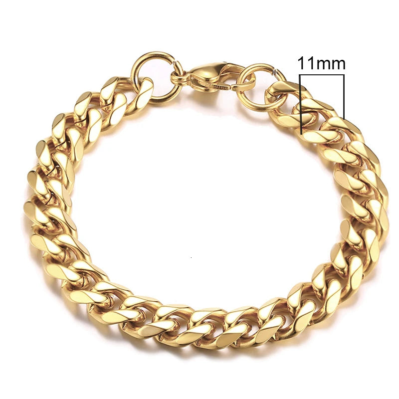 3-11mm Chain Bracelet for Men Stainless Steel - DOFIBA