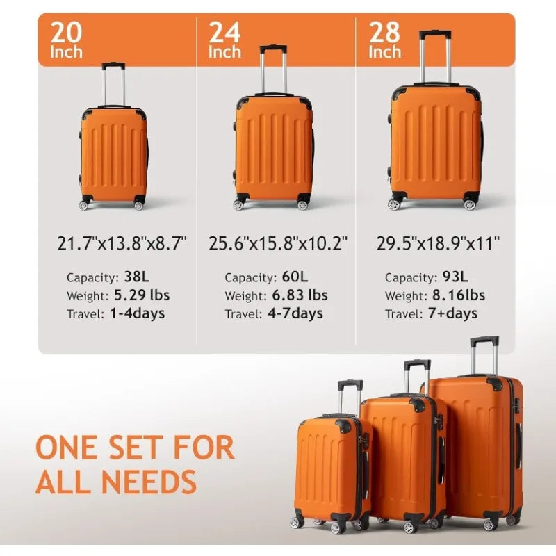 3-Piece Luggage Set Lightweight with Rolling Wheels - DOFIBA