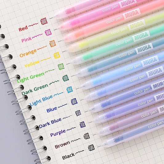 Set Of 12 Color Gel Ballpoint Pens - DOFIBA