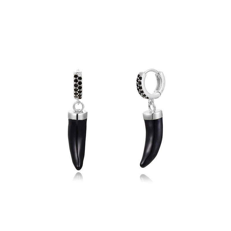 Black Zircon Earrings for Women Gold Plated - DOFIBA