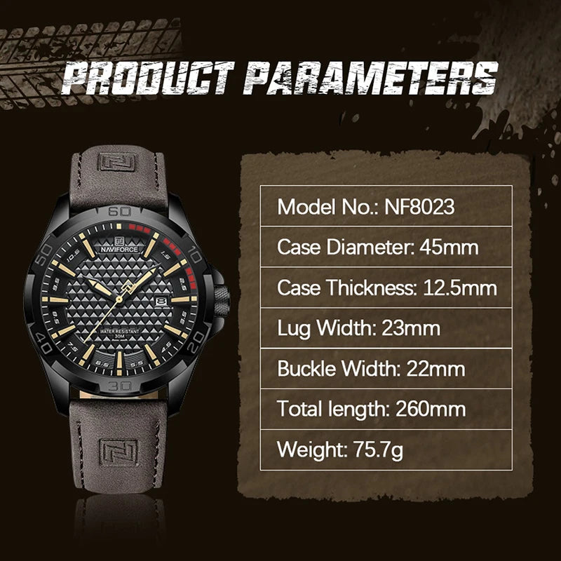 Men Casual Sport Military Quartz Calendar Wrist Watch - DOFIBA