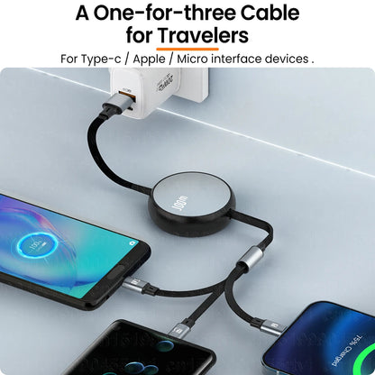 3in1 Retractable 6A 100W USB Cable for iPhone - DOFIBA