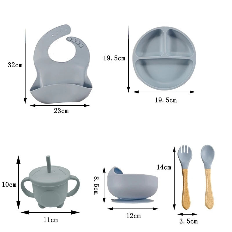 Children's Dishes Set Baby Silicone Tableware - DOFIBA