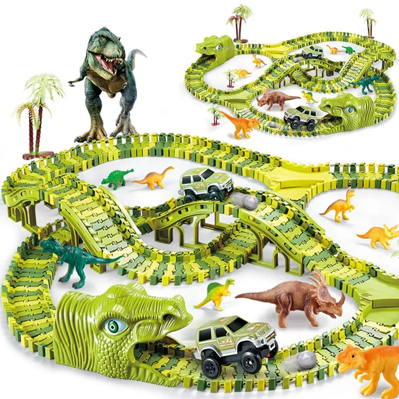 DIY Plastic Dinosaur Racing Track Set - DOFIBA