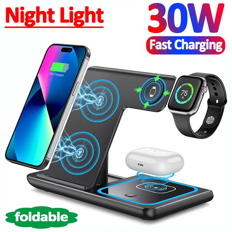 30W 3 in 1 Wireless Charger Stand For iPhone - DOFIBA