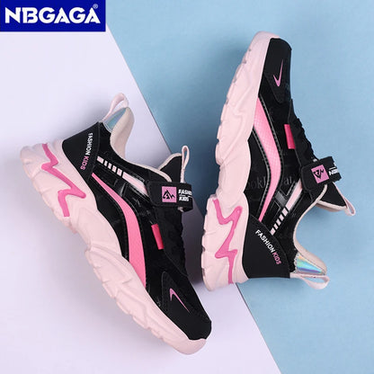 Kids Lightweight Running Pink Leather Shoes For 7-15y/o - DOFIBA