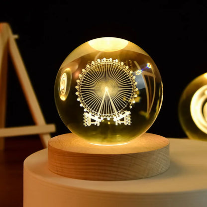 3D Crystal ball Crystal Planet Night Light - DOFIBA