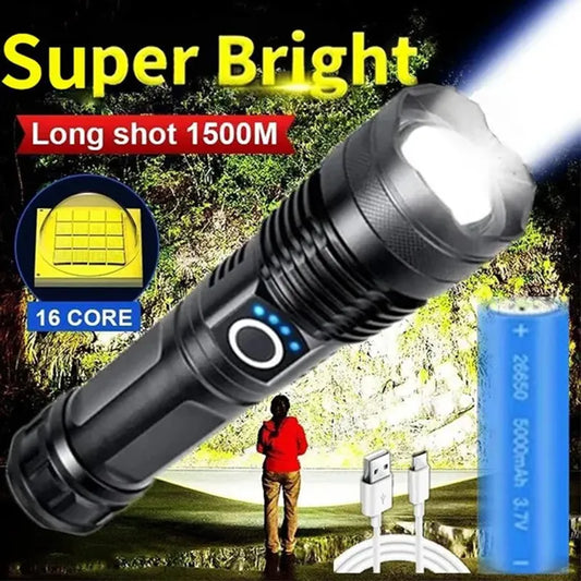 High Power XHP100 Led Flashlight Rechargeable - DOFIBA