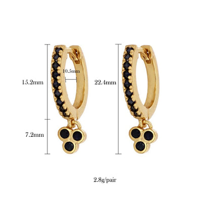 Black Zircon Earrings for Women Gold Plated - DOFIBA