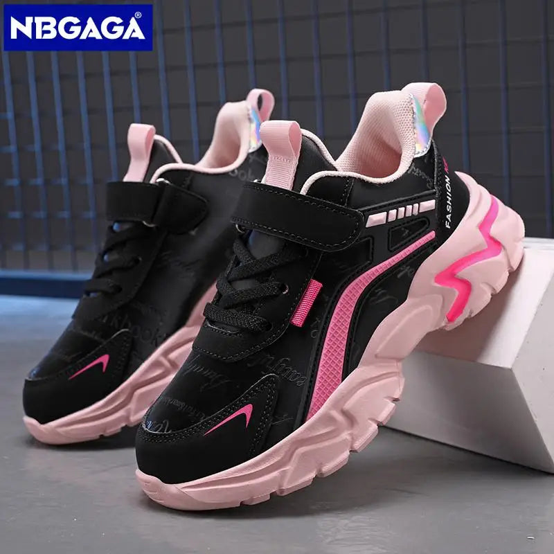 Kids Lightweight Running Pink Leather Shoes For 7-15y/o - DOFIBA