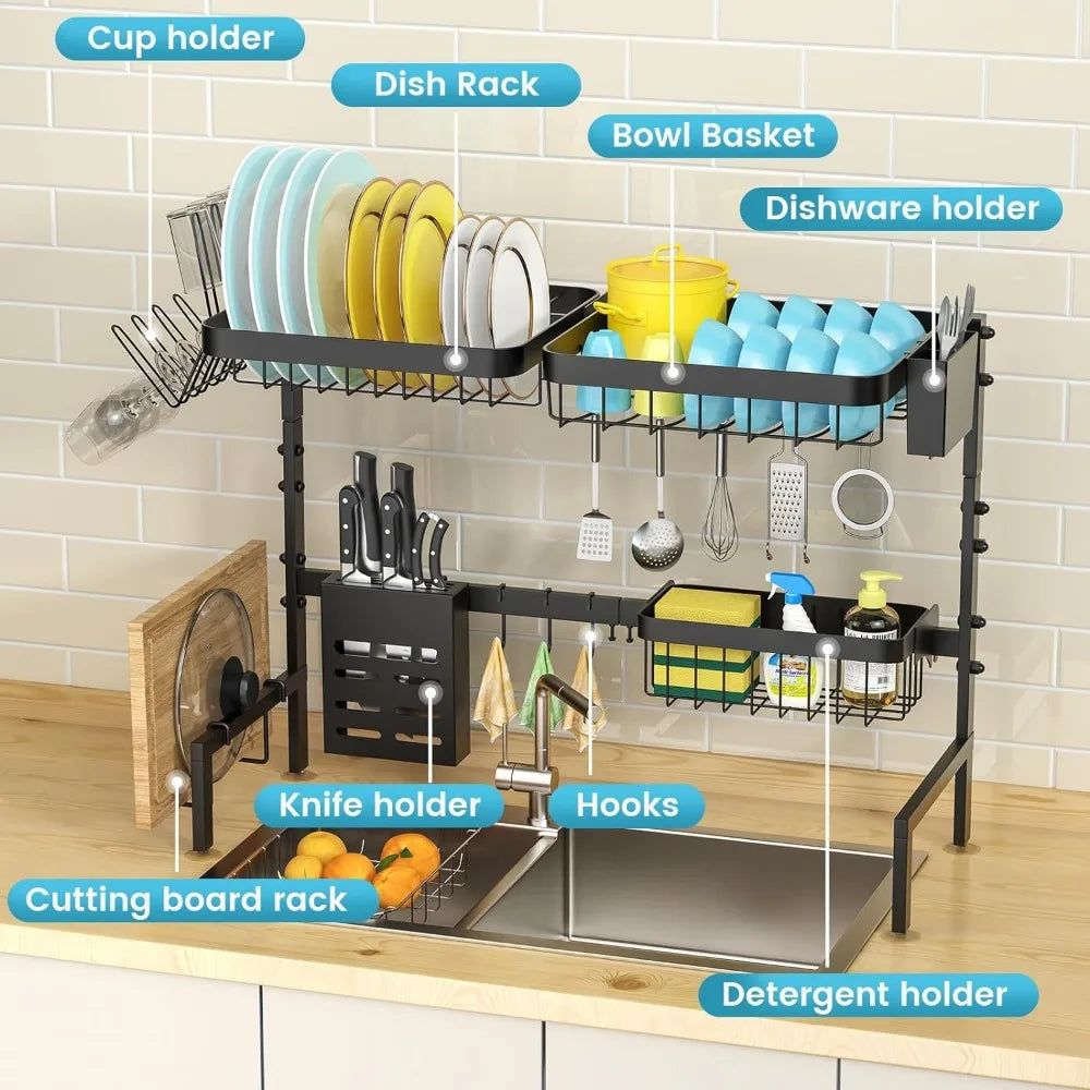 Over-Sink Dish Drying Rack Adjustable - DOFIBA