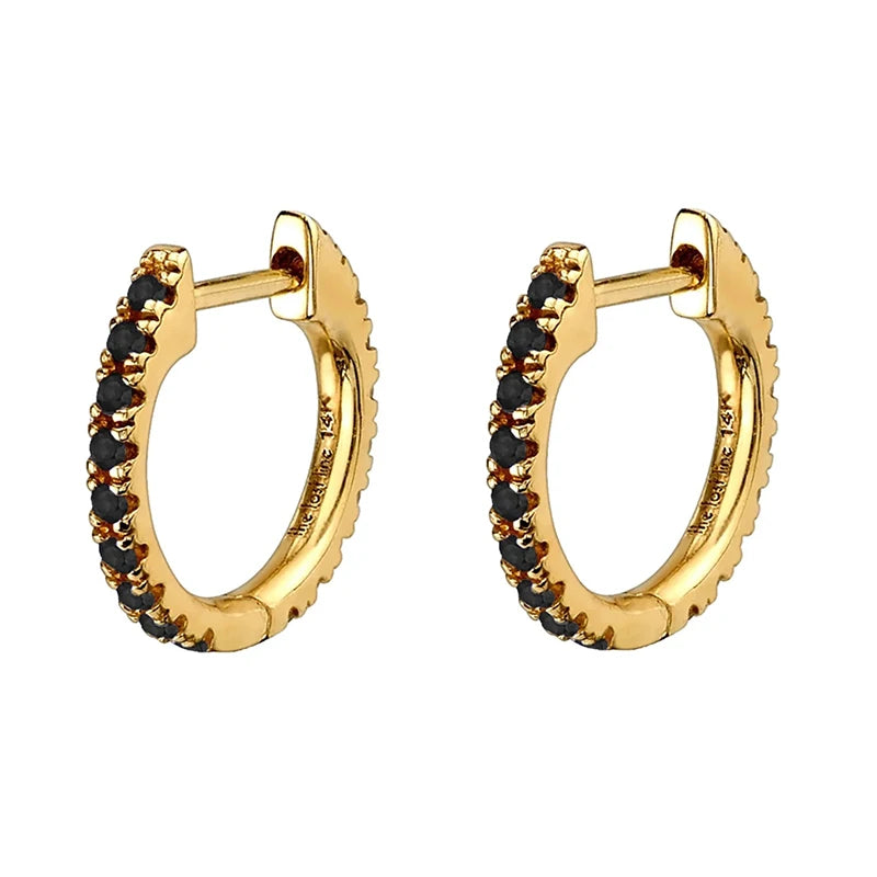 Black Zircon Earrings for Women Gold Plated - DOFIBA