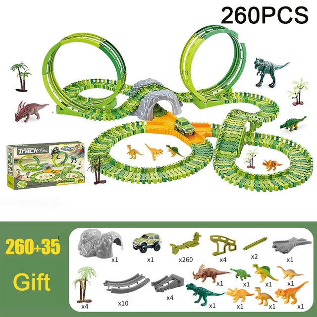 DIY Plastic Dinosaur Racing Track Set - DOFIBA