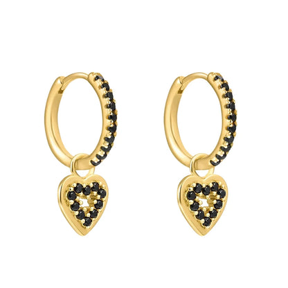 Black Zircon Earrings for Women Gold Plated - DOFIBA