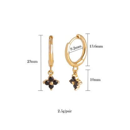 Black Zircon Earrings for Women Gold Plated - DOFIBA