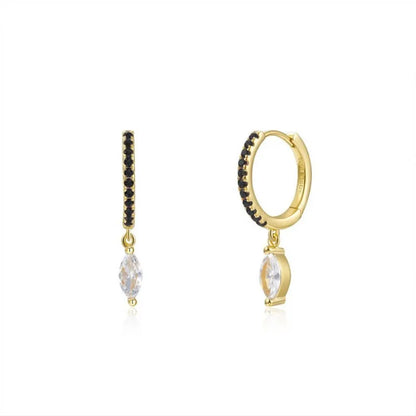 Black Zircon Earrings for Women Gold Plated - DOFIBA