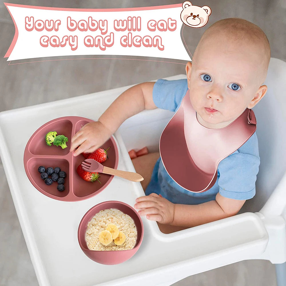 Children's Dishes Set Baby Silicone Tableware - DOFIBA