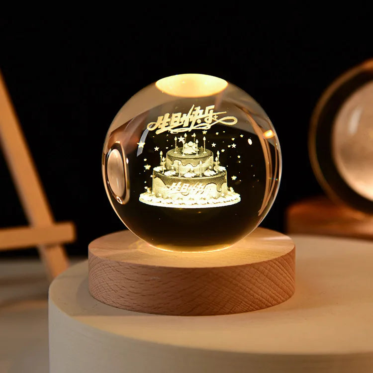 3D Crystal ball Crystal Planet Night Light - DOFIBA