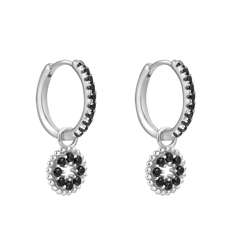 Black Zircon Earrings for Women Gold Plated - DOFIBA