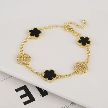 High Quality Plant Five Leaf Petal Diamond Micro Set Necklace - DOFIBA