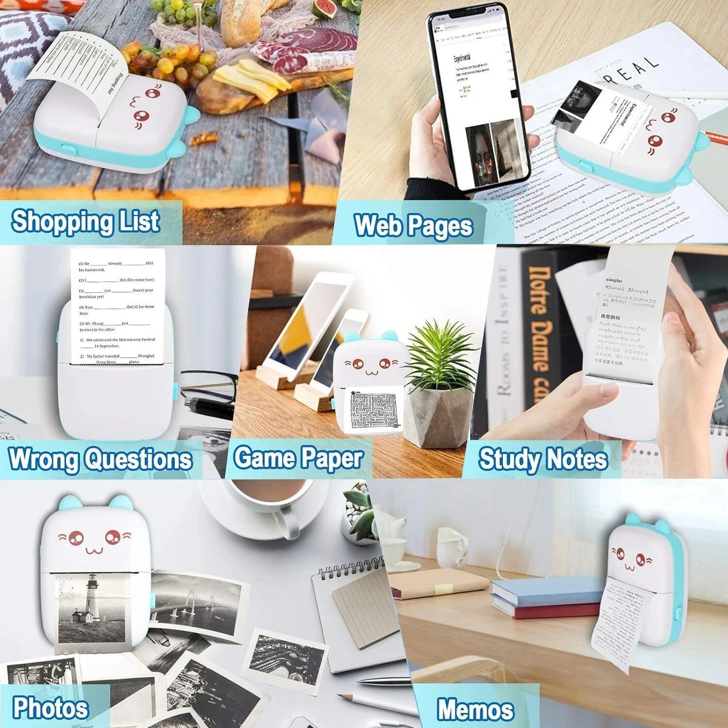 Mini Portable Thermal Bluetooth Printer With USB Cable