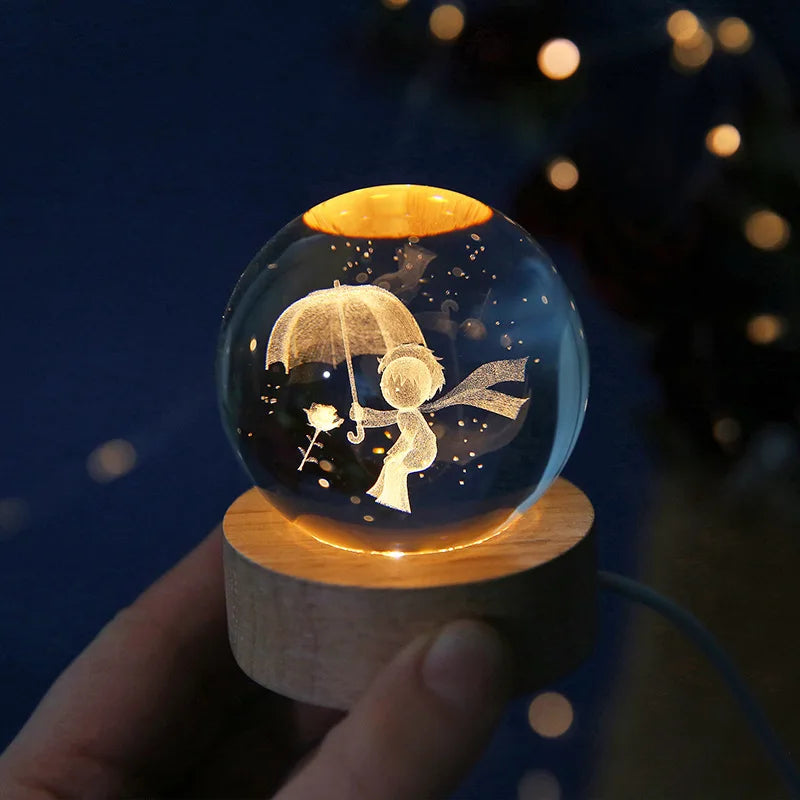 3D Crystal ball Crystal Planet Night Light - DOFIBA