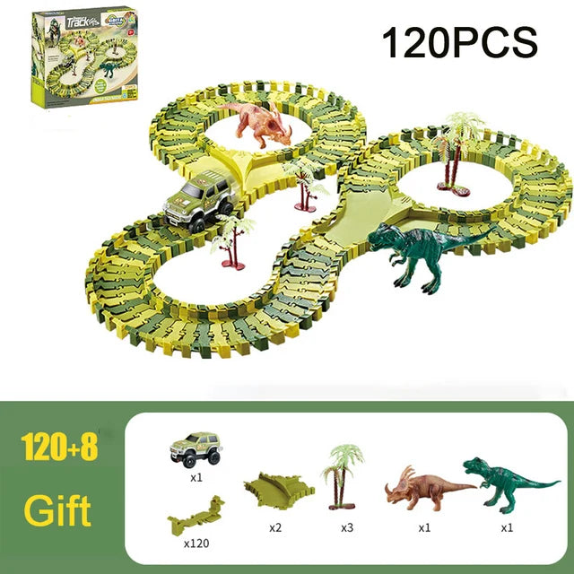 DIY Plastic Dinosaur Racing Track Set - DOFIBA